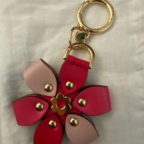 michael kors flower key charm|~~Michael Kors 3D Flower Leather Bag Charm, Fob, Key Chain .